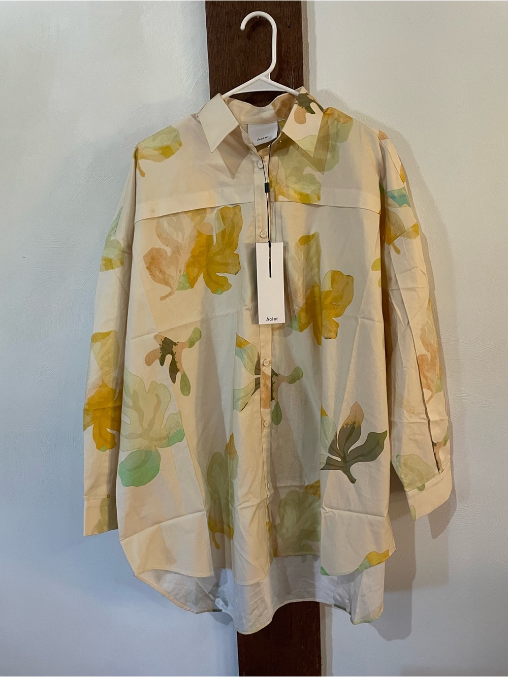 Acler Cream Oversized Floral Button-Up Shirt Jacket, US Size 2, Unique, NWT!